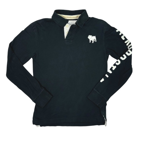 Aeropostale Other - Aeropostale Men's Long Sleeve Polo Black Bulldog Graphic Logo Small